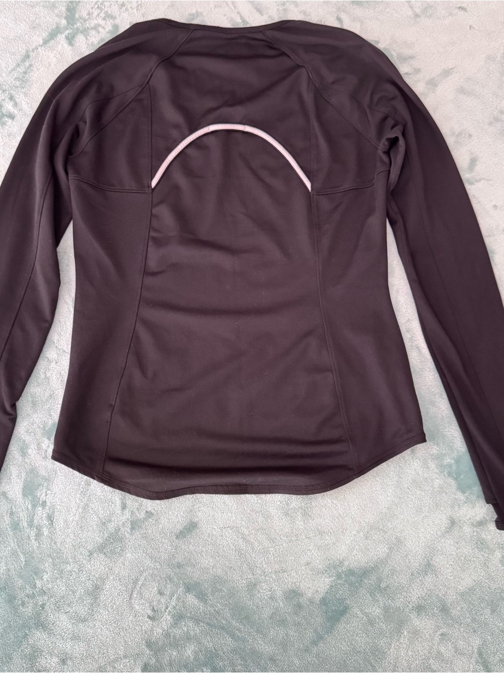 Athleta Long-Sleeve Performance Top in Dark Plum with Light Pink Trim